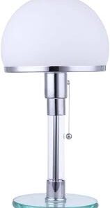 Modern Designer Bordslampa i Polerad Krom och Vitt Glas
