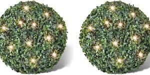 vidaXL Konstgjord Buxbom Boll med LED Ljus - 30 cm