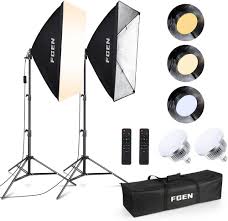 Softbox Set för Fotostudio - FGen 2 x 50 x 70 cm LED-belysning
