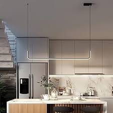 Modern Minimalistisk Svart LED Ljuskrona för Kök